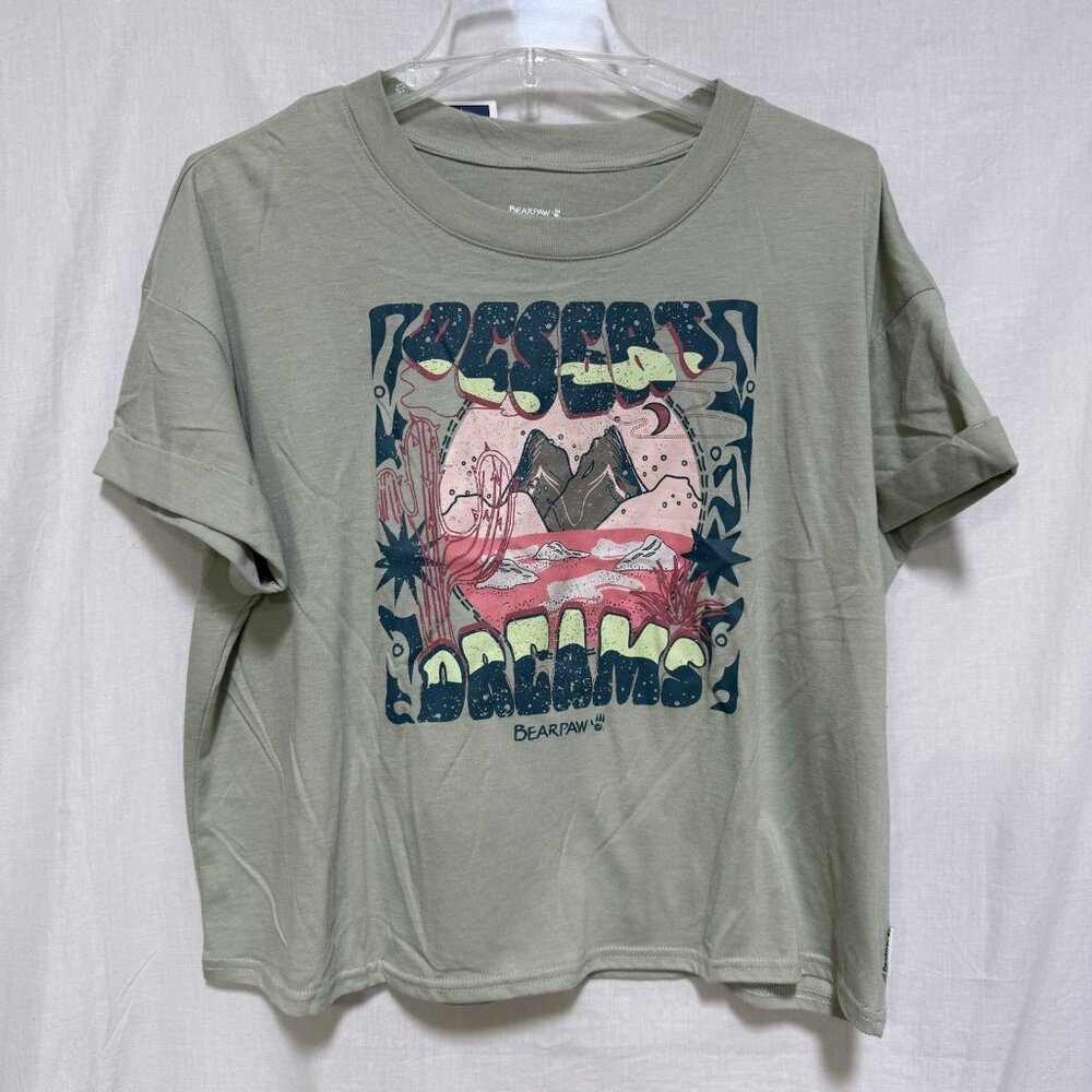 Bearpaw Outdoors Women's XL Cropped Graphic Tee Shirt Desert Sz XLARGE Natural